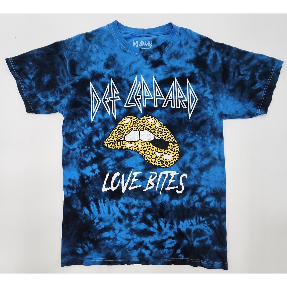 MENS DEF LEOPARD TIE DYE TSHIRT LOVE BITES